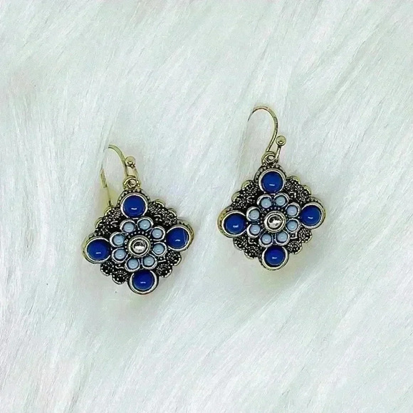 Vintage Boho Shades of Blue Statement earrings - Picture 1 of 3